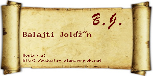 Balajti Jolán névjegykártya